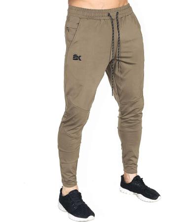 BROKIG Men's Lightweight Gym Jogger Pants - X-Large Beige | Workout Sweatpants with Zip Pocket - Buy Online on GoSupps.com