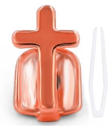 Punk Cross Mouth Teeth Tooth Single Grill Cap for Teeth Mouth Halloween Party Cosplay Accessories Teeth Grills Rose Gold - Buy Online on GoSupps.com
