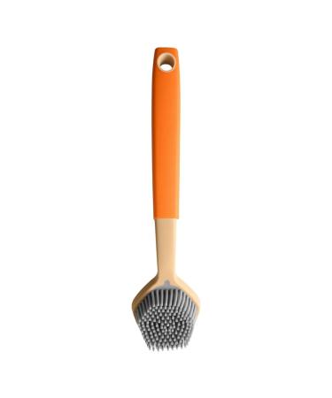 Dish Wash Brush with Handle - Dish Brush Kitchen Scrub Brush - Dish Scrubber Silicone Soft Bristles Scrub Brush Comfortable Grip Brushes for Kitchen Sink Pans Pots Skillet Cleaning Dtt