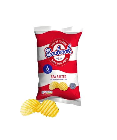 Chips Crisps Bags Collections - Deliciously light & Crispy Chips Bags (Seabrook Sea Salt (6 x 25g) 2 Packs)