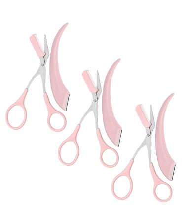NOLITOY 3 Set Crescent Moon Eyebrow Trimmer Face Razors for Women Eyebrow Shaper Mens Razors for Shaving Eye Brow Razor Stainless Steel Miss Eyebrow Trimming Tool Kit Pink