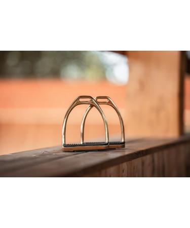 Equinate Stirrups Luna 10cm Gold - Anti-Slip Rubber Tread | Ideal for Adults & Children - 2 Pieces - Shop Internationally - Buy Online on GoSupps.com