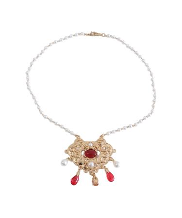 Oralgo's stylish Chinese necklace with an antique bell trailer elaborately worked necklace accessory perfect for enthusiasts