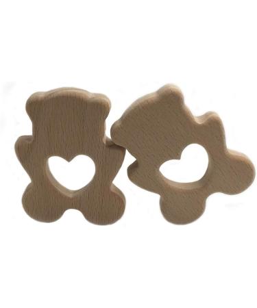 Wendysun 10pcs Cartoon Wood Teether - Natural Animal Bear Shape Baby Teething Toy - Buy Online on GoSupps.com