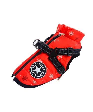 Dog Vest Dog Coat Waterproof Warm Vest with Dog Harness Winter Warm and Soft 9 Colors-Christmas01 LL Christmas 01
