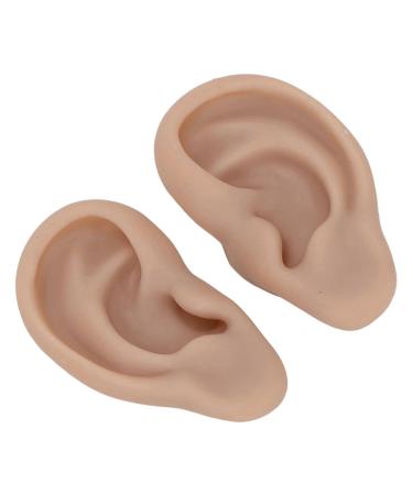 Realistic Lwuey Silicone Ear Model - Soft Flexible Artificial Ears for Jewelry Display & Acupuncture Training (Dark Skin Tone) - 2 Pieces - Buy Online on GoSupps.com