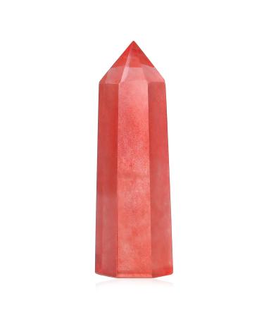 Xiannvxi 2 "Red Turmalin crystals healing crystal wall gemste stones stones tower natural hexagonal point rods meditation energy therapy stones red tourmaline 2 inches