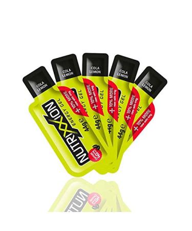 Nutrixxion |Energy Gel Sport BCAA Amino acids Shot High Carb with extra caffeine |5x44g set |Cola-lemon taste cola lemon 40mg caffeine
