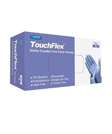 TouchFlex Nitrile Exam Gloves Chemo-Rated 4.5 Mil Powder Free and Latex Free Violet Large 100/Box