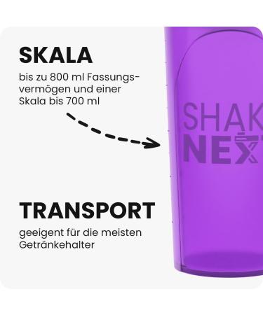 Shakenext Purple Protein Shaker Bottle 700ml | Leak-Proof Dishwasher-Safe Blender with Mixing Ball for Fitness & Protein Shakes - Buy Online on GoSupps.com