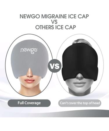 Newgo Migraine Cooling Mask & Headache Cap - Full Coverage Ice Pack for Sinus Relief Stress Relief & Swollen Eyes (Gray) - Buy Online on GoSupps.com