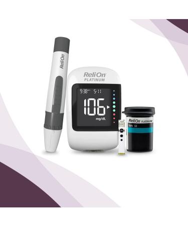 ReliOn Platinum Starter Kit | Wireless Blood Glucose Meter with 50 Test Strips, Lancing Device, and Lancets | Carrying Case Bundle + Look After Your Diabetes Guide - 1 Pack (50 Test Strips) - Buy Online on GoSupps.com