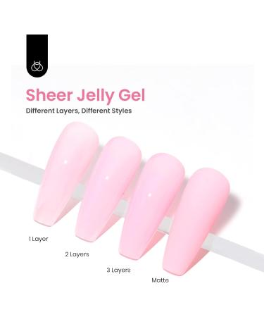 Beetles Jelly Gel Nail Polish in Translucent Sheer Pink - 15ml - Buy Online on GoSupps.com