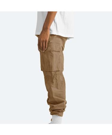 2022 Classic Fit Men's Plus Size Cargo Pants for Work & Outdoor Hiking | Khaki Large | Multi-Pocket Design - Buy Online on GoSupps.com