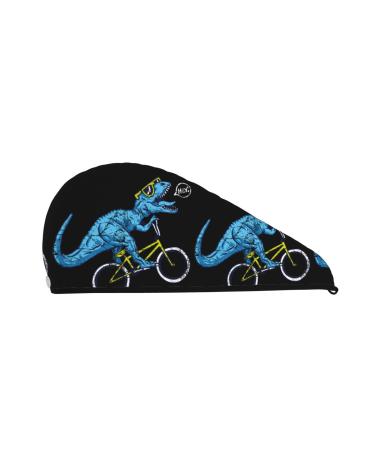 Fun Riding Dinosaur Microfiber Hair Towel Soft Super Absorbent Hair Towel Wrap for Women Coral Velvet Quick Dry Hair Cap for Long Curly and Thick Hair
