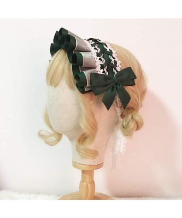 JSGHGDF Japanese Maid Cosplay Headdress Ruffled owknot Hairband Sweet Floral Lace Ribbon Party Hair Accessory White - Buy Online on GoSupps.com