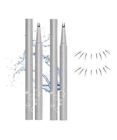 Double Tip Lower Eyelash Pencil Waterproof Liquid Eyeliner Anti-Smudge Two-Claw Bottom Lashes Pencil Long-Lasting Quick Drying Eye Liner Makeup (Black+Brown)