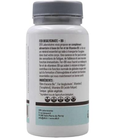 SFB Laboratoires - Iron Bisglycinate + B9 - Reduces Fatigue - Energy Booster - Strengthens the Immune System - 60 capsules - Buy Online on GoSupps.com