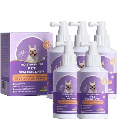 1/2/3/4/5Pcs Pet Oral Spray Clean Teeth Teeth Cleaning Spray for Dogs & Cats cat Spray Pet Breath Freshener Spray Care Cleaner Pet Bad Breath Treatment (5 Bottle)