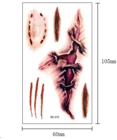 Halloween Simulation Scar Stickers- 10pcs Waterproof Tattoo Zombie Scars for Cosplay - Buy Online on GoSupps.com