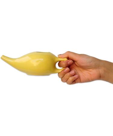 Ancient Impex Ceramic Neti Pot for Nasal Cleansing | Travel-Friendly Design + 5 Sachets Neti Salt | Natural Infection & Sinus Remedy (Yellow - Buy Online on GoSupps.com