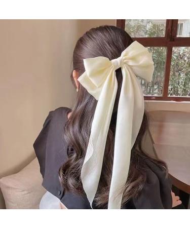Elegant Satin Hair Bows Clips for Women - Chic Large Bow Barrette Slides with Long Tail - Ideal Hair Accessories for Girls Metal Clips for Secure Hold Perfect for Daily Outfits  - Buy Online on GoSupps.com