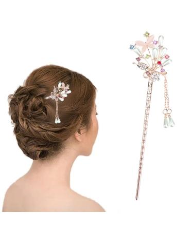 Kukiwhy Rhinestone Pearl Flower Hair Stick Set for Women - Vintage Chinese Hair Chopsticks for Styling and Chignon - 4 Pcs (4 Styles) - Buy Online on GoSupps.com