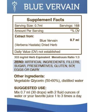 Blue Vervain Tincture Alcohol-Free Liquid Extract - 4 FL OZ Dried Herb - Secrets of the Tribe - Buy Online on GoSupps.com