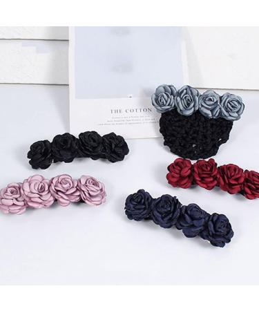 Women's Hair Bun Cover Net Snood Hairnet Bow Barrette French Hair Clip - Fine Mesh Navy Blue Hair Accessory - Buy Online on GoSupps.com