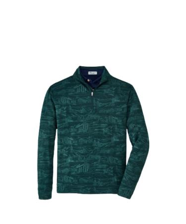 PETER MILLAR Mens Perth Fairway Print Performance Quarter Zip Golf Pullover - Balsam L