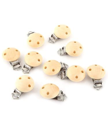 Latrate 10 pieces wood pacifier clip pacifier clip wood natural color wood baby pacifier clips dummy nipple holder for make pacifier attachments toys holder clip