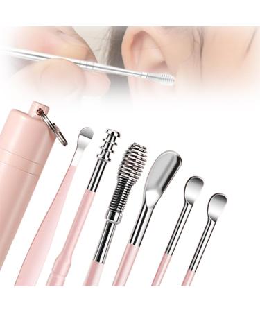 Earwax Cleaner Tool Set 2024 Upgrade Stainless Steel Ear Cleaner Sets Household Portable Manual Ear Wax Removal Kit for Men and Women /1460 Pink 464895