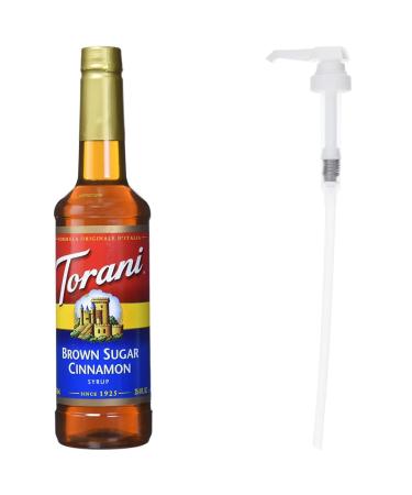 Torani Brown Sugar Cinnamon Flavour Syrup PET (Plastic) bottle 750ml and Torani Flavored Flavour Syrup Pump for 750ml