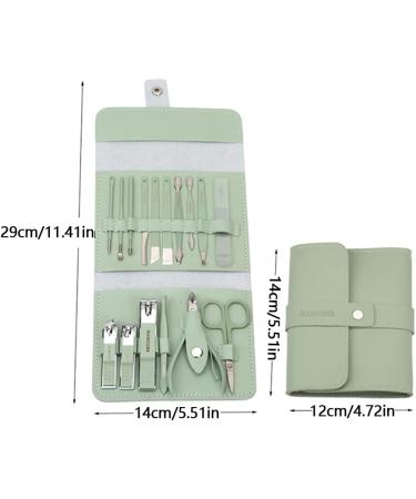 Set of 16 Manicure Pedicure Set Stainless Steel Nail Clippers Kit Portable Nail Trimming Set and Grooming Tools with Storage Bag Green - Buy Online on GoSupps.com