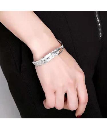 WIPPWER Silver Bracelet Sterling Silver Chain Bracelet Ladies Silver Bracelet Adjustable Boho Cuff Bangle Hand Carve Bracelets Birthday Gifts for Sisters Fri - Buy Online on GoSupps.com