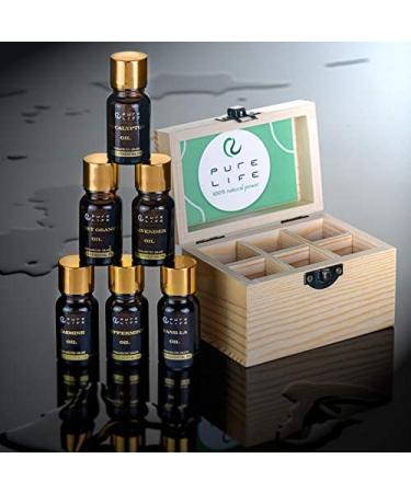 Pure Life Top 6 Essential Oils Set - 100% Organic Aromatherapy Kit for Diffuser & Humidifier - Lavender, Peppermint, Eucalyptus, Orange, Vanilla, Jasmine - Buy Online on GoSupps.com