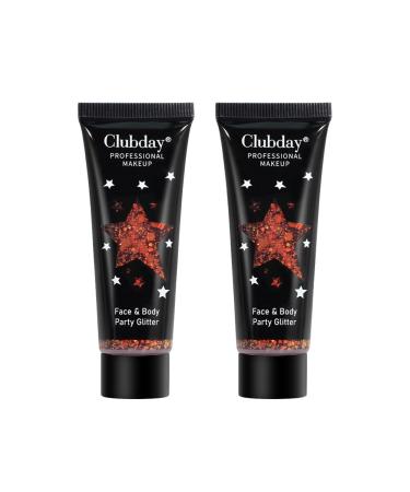 2 Pack Glitter Gel Sequin Chunky Glitter Face Hair Nail Lip Shimmer Glitter Gel Eyeshadow Liquid Eye Shadow Lasting Sparkling Lotion Glitter for Festival Birthday Makeup Party Type 6