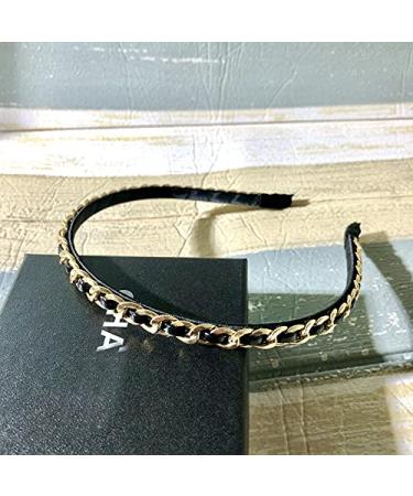 ShiQiao Black Leather Chain Headband - Metal Braided Hairband for Women - Buy Online on GoSupps.com