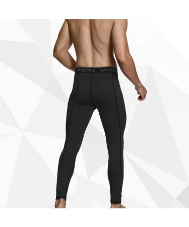 MEETYOO Men's Compression Pants Black Medium | Cool Dry Sports Workout Running Tights - Buy Online on GoSupps.com