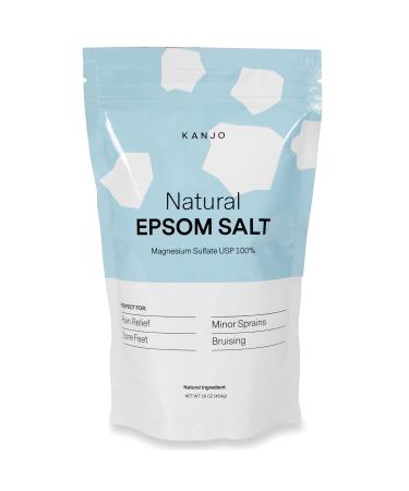 Kanjo Natural Epsom Salt - 100% Pure Magnesium Sulfate USP Bath Salt - Soak for Muscle Pain, Foot Pain, & Joint Pain Relief - Unscented - 16oz Bag 1 Pound (Pack of 1)