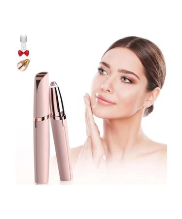 BF5 Eyebrow Trimmer for Women Electric Eyebrow Razor Rechargeable with LED Light Painless Eye Brow Shaper Shaver - (1) Replacement Head Included Rose Gold