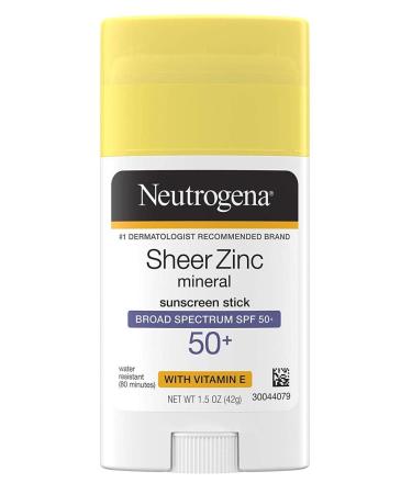 Neutrogena Sheer Zinc Spf50+ Stick 1.5 Ounce (Pack of 6)