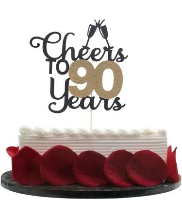 Cheers to 90 Years Cake Topper 90th Birthday Cake Topper for Brithday Party Cake Topper Decorations Cake Topper Decoration Supplies for Wedding Anniversary Party Birthday Party - Buy Online on GoSupps.com