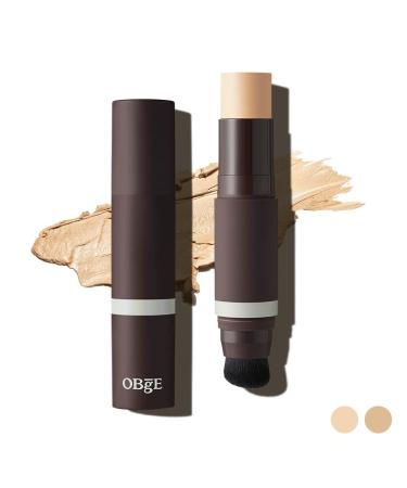 OBgE Natural Cover Foundation 2 Beige (13 g/4.06 oz) - Stick Foundation with Brush for Flawless Skin Tone Correction and Blemish Coverage. Long-Lasting Wear for Daily Use.