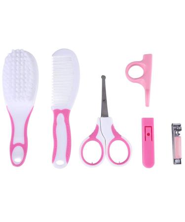 6pcs Baby Grooming Kit | Nursery Care Set with Safety Cutter, Hair Brush, Nail Kit for Baby Health and Grooming - Pink - Buy Online on GoSupps.com
