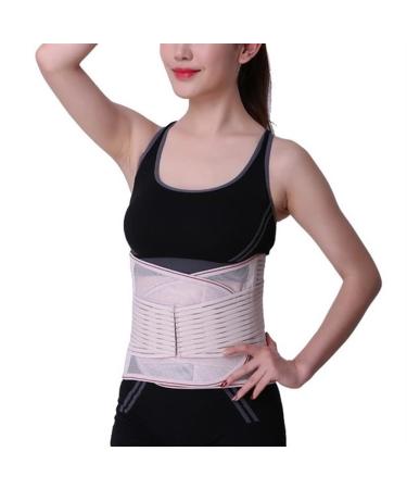 Lower back support Double retractable support belt breathable posture correction adjustable lumbar support sport waist trainer for men teenagers older women pain relief (Col L skin