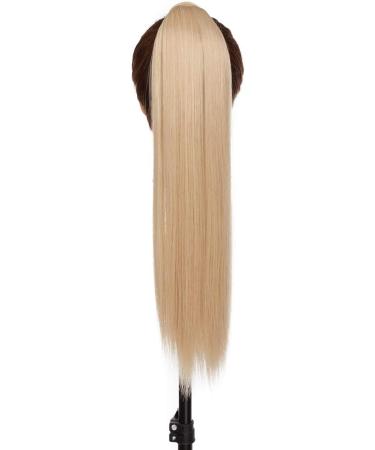 23" Long Straight Wrap Around Ponytail Clip in Hair Extensions One Piece Hairpiece Magic Tape in Pony Tail Extension for Women Dark Blonde mix Bleach Blonde - Buy Online on GoSupps.com