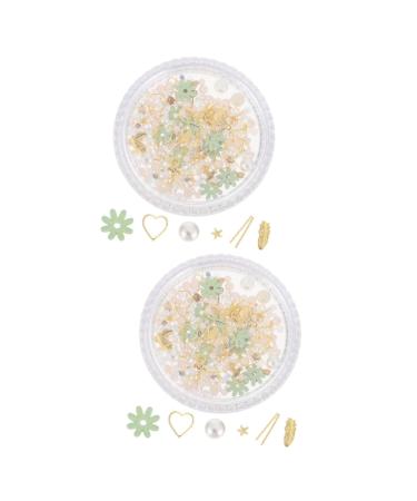FRCOLOR Nail Decor 2 Boxes Nail Art Accessories Pearl Studs Pearl Jewelry Trendy Decor Pearl Nail Ornaments Nail Studs Charms Nail Jewelry Diy Pearl Flower Japanese Alloy Flower Nail Charm