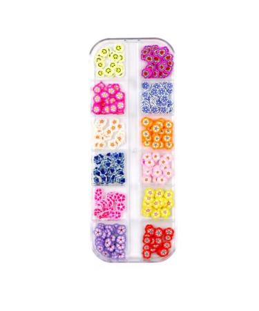 Flower Nail Art Charms Colorful Flowers Clay Nail Slices 3D Polymer Fimo Slices