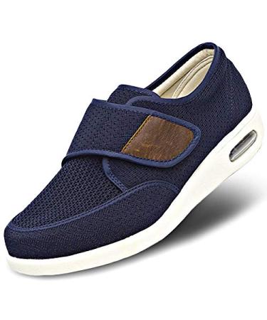 MEJORMEN Men's Edema Diabetic Shoes Adjustable Wide Width Outdoor Walking Sneakers Orthopedic Lightweight Comfy Casual Slippers for Elderly Swollen Feet Arthritis Recovery 13 Breathable 1 - Navy
